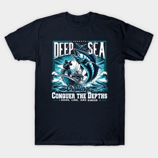 Conquer the Depths - Fishing T-Shirt
